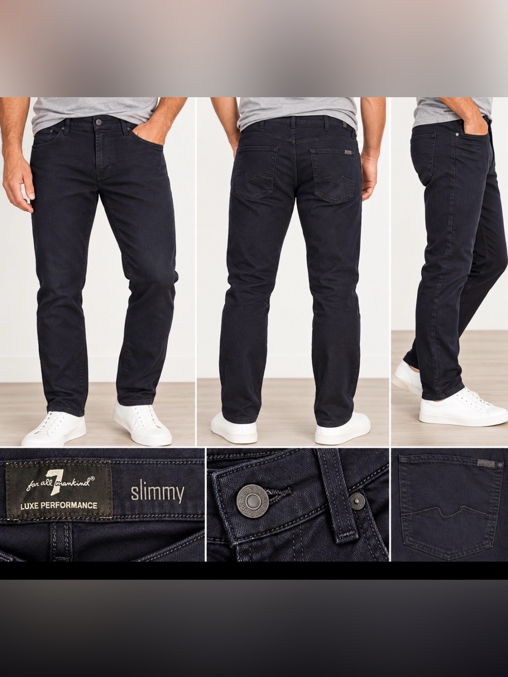 7 For All Mankind Slimmy Luxe Performance Men’s Jeans Dark Navy Stretch 40x27